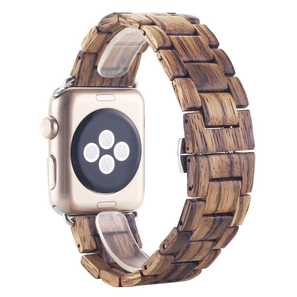 Khaki Brown Wood Strap For Apple Watch - Oakfin